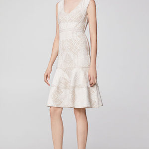 Herve Leger METALLIC LUREX JACQUARD FLARED DRESS